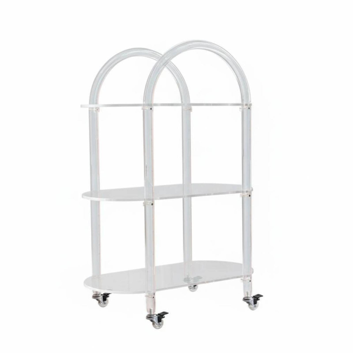 Iridescent Side Table Transparent Look Multi-Tier Storage cart Easy to Move adaptable Use for Students, Bedroom, Kitchen, Study