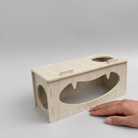 Wooden Hamster House and Tunnel, Poplar Wood Compressed Board Single Chamber Burrow for Syrian or Dwarf Hamster DIY Habitat and Cage
