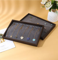 Vintage Walnut Jewelry Organizer Tray with Velvet Lining