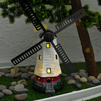 Solar Rotor Lamp Resin Yard Ornament Automatic Dusk on for Patio