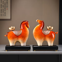 Horse Figurine Desk Decor for Wealth and Success