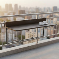 Balcony Railing Hanging Table Space-Saving Folding Balcony Table Multi-Functional Adjustable Hanging Desk for Small Areas