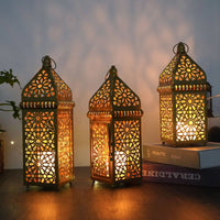 Moroccan Design Lantern Warm Ambient Radiance Hollow Iron Wind Lamp Hanging Loop