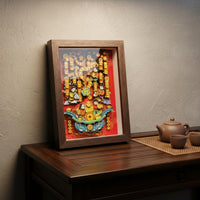 Prosperity Tree Art Decoration Traditional Style Framed Paper Art Ready to Hang Festive for Gift Giving