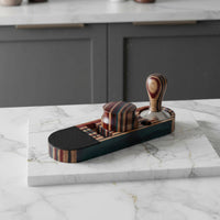 3 Pieces Coffee Tamper Holder Multifunction Espresso Tamping Station Wood Grain
