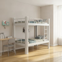 Iron Bunk Bed Space-Saving Metal Bunk Bed Furniture for Employees, Roommates, Student Apartment, Employee Housing, Shared Room
