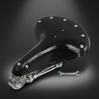 Vintage-Style Cycle Saddle with Springs Sprung Leather Cycle Saddle Riveted Retro Bike Seat Shock-Absorbing for Hobbyists, Commuters, Cruiser Bikes