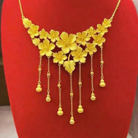 Gold Floral Gourd Locket Necklace, Statement Layered Choker, Elegant Wedding Jewelry Gift