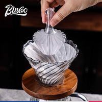 Bincoo手冲咖啡V60锥形折纸滤蛋糕滤纸使用压纸器耐热Tritan树脂