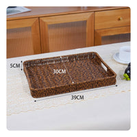 Woven Plastic Tray Long-Lasting Rattan-Style Tray Decorative