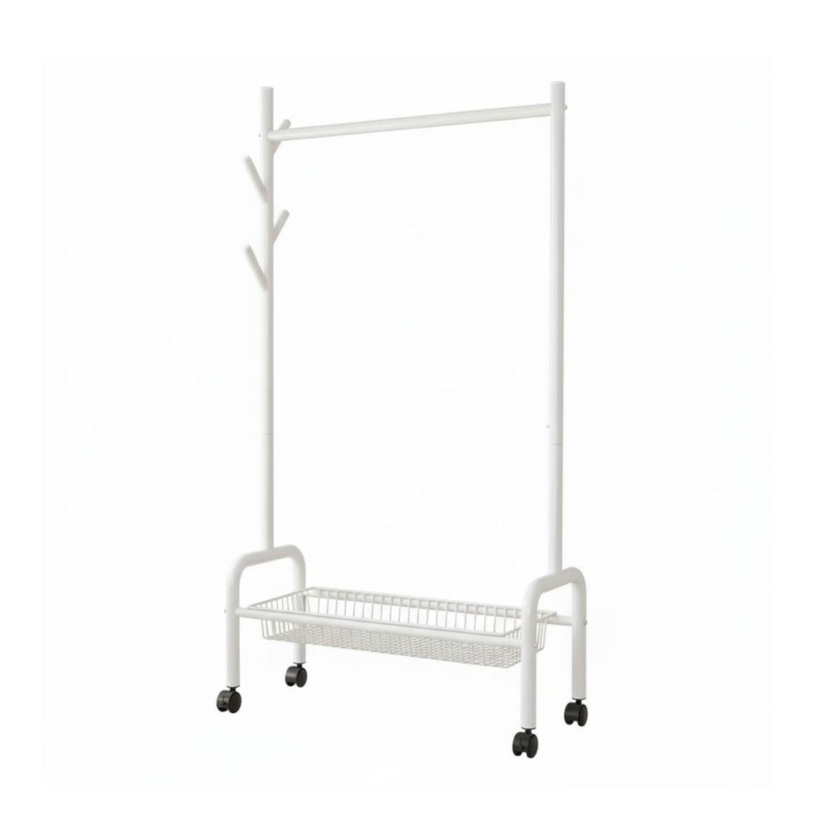 Mobile Clothes Rack with Storage Baskets Nordic design for Laundry Room, Students