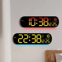 Creative RGB Color-Changing Wall Clock with LED Display, Digital Electronic Clock for Living Room, Model 6651R