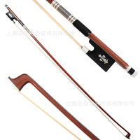 Professional Violin Bow with Green Sandalwood Stick, Pure Horsehair, Silver Winding, Ebony Frog