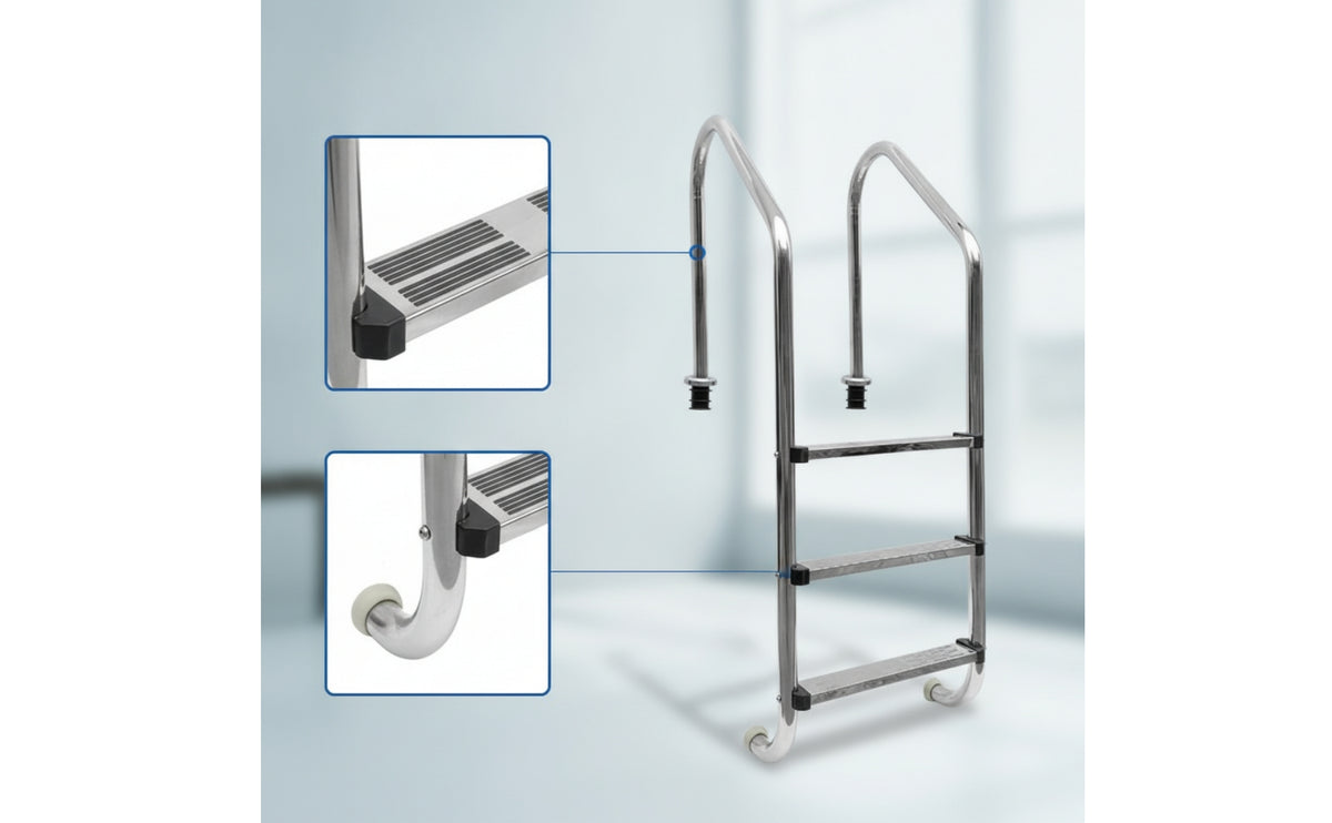 Stainless Steel Pool Ladder Anti-Slip Embedded Pool Ladder Resistant for Villa Courtyard