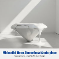 Modern Designer Round Coffee Table, Crystal Cut, Artistic Fiberglass, Minimalist Design, Unique Living Room Accent
