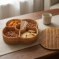 Divided Serving Tray Decorative Divided Snack Basket Handmade Look for Tabletop
