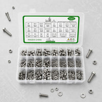 Labeled Compartments Socket Cap Screw and Nut Set Mixed Sizes Stainless Steel Hardware Kit Hex Key Set Rust Proof