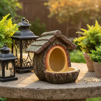 Hanging Tree Trunk Bird Feeder Weather-Resistant Resin log cabins Bird Feeder Garden Decoration for Balcony