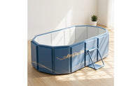 Collapsible Kids Pool with Support Step Portable Foldable Kids Pool Non-Inflatable Hard-Sided for Toddlers, Backyard