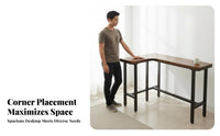 L-Shaped Bar Table Minimalist Design Corner High Desk Modern Design Solid Wood Balcony Table for Couples, Adults, Living Room, Kitchen