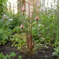 Rustic Iron Bluebell Wind Chime Garden Stake