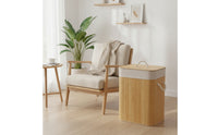 Lidded Bamboo Laundry Basket with Lid Easy to Carry Laundry Basket with Lid Freestanding Sturdy for Bathroom, Bedroom
