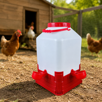 Poultry Drinker Water Dispenser, Chicken Feeders and Drinkers for Backyard Smallholding Hanging Design, White Red Blue