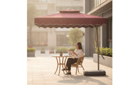 Square Patio Umbrella Water-Fillable Umbrella with Wheeled Base for Courtyard, Balcony, Garden