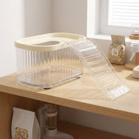 Transparent Hamster Bath and Hamster Sand Bath, Large Hamster Dig Box with Long Ladder and Splash Guard, Digging House for Guinea Pigs