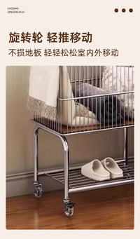 跨境家用可移动脏衣篓卫生间大容量洗衣篮衣服收纳推车置物架批发