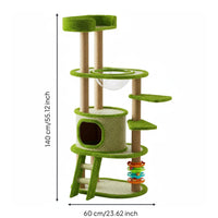 Feline Climbing Structure with Bed Multi Levels Cat Scratching Surface Post Space-Saving Animal Furniture for Indoor