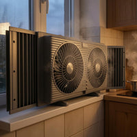 Indoor Ventilation Two-Fan-Fan Window Ventilator Included Power Adapter Reversible Window Fan Gray Home Appliance Easy Installation