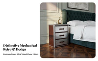 Bedside Drawer Cabinet Mechanical and Appearance Riveted Aeronautic End Table Vintage Look Multifunctional for Homeowners