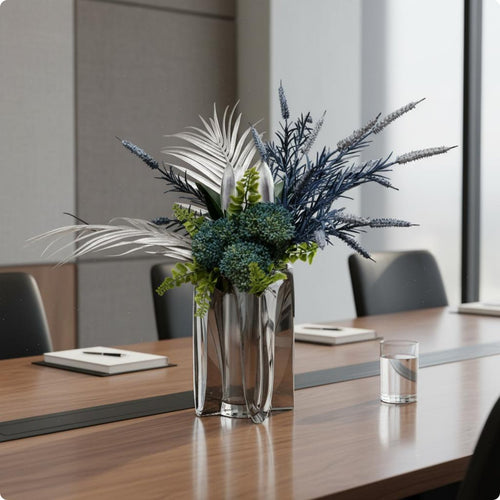 Artificial Flower Arrangement Easy to Place Fake Floral Centerpiece Low Maintenance Faux Floral Arrangement for Meeting Room