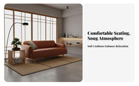Nordic Design Minimalist Loveseat with Wooden Legs Light Luxury Aesthetic Living Room Seating Japanese-Inspired Couch Comfortable paddinging for Apartment Dwellers, Small Space Owners, Office Managers, Reception Area, Lounge, Bedroom