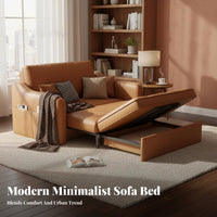 Pull-Extendable Sofa Bed Multi-Functional Tri-Function Transformable Loveseat Space-Saving Design Firm Support Foam for Students
