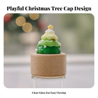 Christmas Tree Glass Jar Small Size Baby Tooth Collection Bottle Hair Preservation Jar Wooden Lid for Collectors, Party Gifts