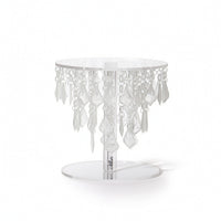 Cake Stand with Dangling Pendants Transparent Cake Stand with Crystal Pendants Stylish Round Acrylic Display Riser for Weddings, Birthday Parties
