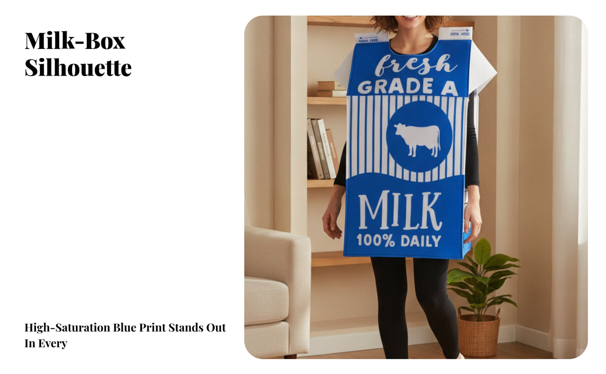Bright Milk Carton Costume | Oversized Boxy Design, Milk Carton Box Costume, for Halloween