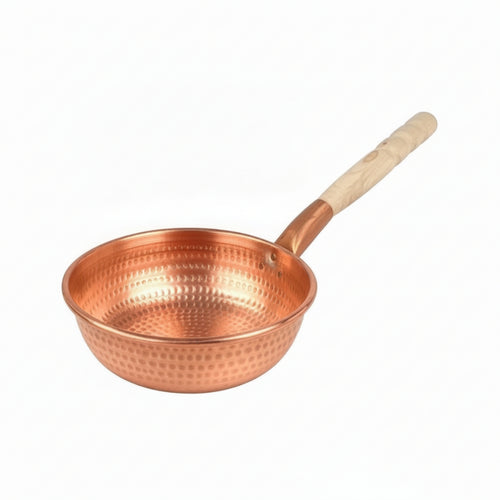Copper Pot with Wooden Handle Thickened Saucepan Solid for Home Cooks