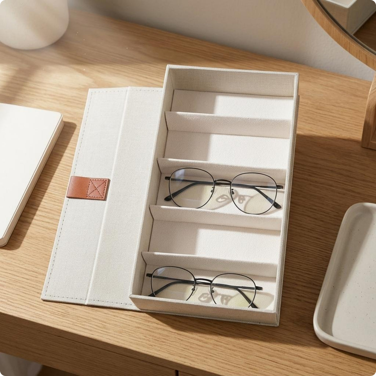 Oxford Cloth Glasses Organizer Stitched Closure Tab Eyewear Display Tray