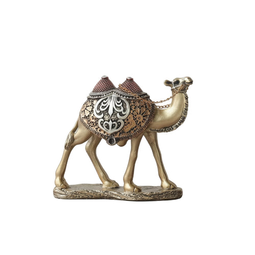 Camel Figurine with Saddle and Chain Ornate Decor Compact for Office, Art Lovers