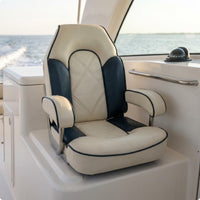 Marine Steering Chair Rounded Edges Upholstered Steering Chair Metal Side Supports Steersman Boat Seat