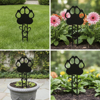Pet Memorial Stake Metal Garden Ornament with Paw Print Dignified for Yard