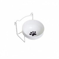 Ceramic Cat Bowl with Holder Spill Proof Crate Food and Water Dish for Cats