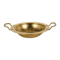 Stainless Steel Sukiyaki Hot Pot with Hammered Finish, 34cm Gold