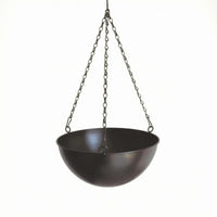Hanging Iron Flower Pot Dark Finish Bowl-Shaped Hanging Pot Smooth for Display