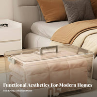 Clear Lidded Tote ample Large Capacity Clear Latching Box See-Through for Closet