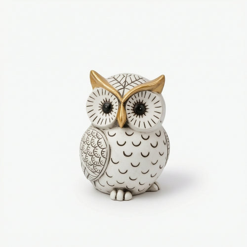 Decorative Owl Figurine Gold-Accented Owl Shelf Decor Eye-Catching for Tabletop