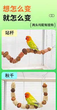 Parrot Chewing Toy with Corncob and Wooden Balls